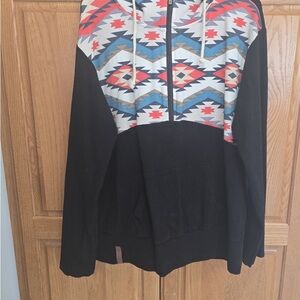 AMPERSAND AVE Geometric Black and Multicolor Sweater